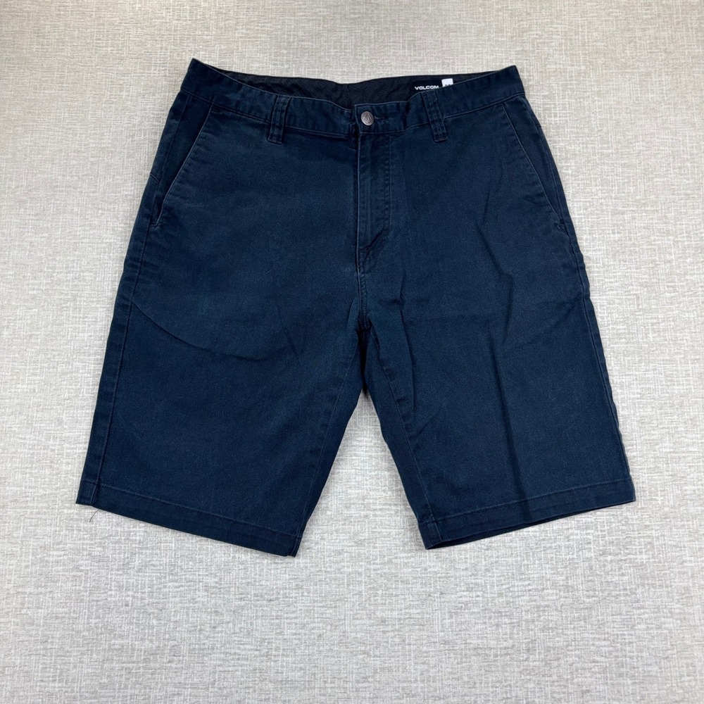 Volcom Frickin Modern Fit Chino Shorts Mens 32 Navy Blue Walkshorts Skate